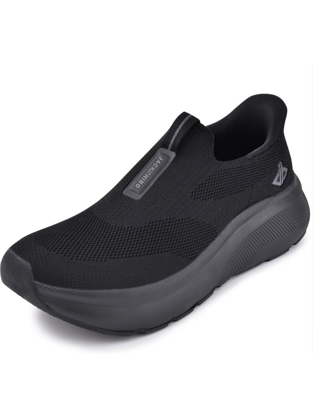 Men's Black Wide Toe Breathable Lacing Free Orthopedic Walking Sneaker